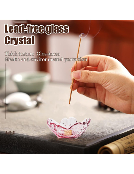 Soporte de Incienso Ziyue de Latón y Vidrio de Flor de Cerezo