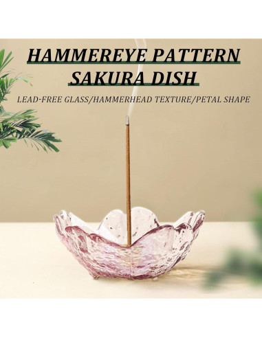 Soporte de Incienso Ziyue de Latón y Vidrio de Flor de Cerezo