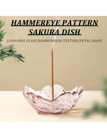 Soporte de Incienso Ziyue de Latón y Vidrio de Flor de Cerezo