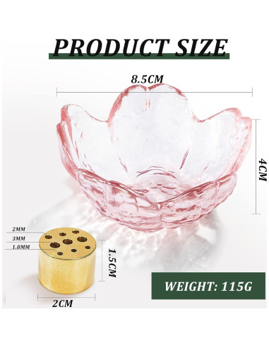 Soporte de Incienso Ziyue de Latón y Vidrio de Flor de Cerezo