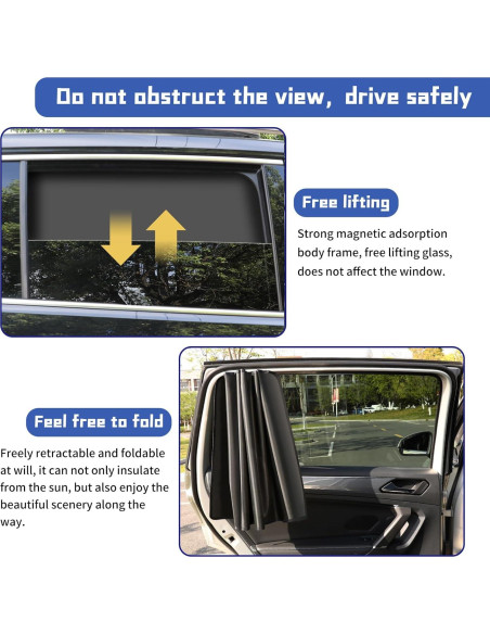 Cortinas de Sol Opacas NGHEY 4 PCS para Ventana de Coche