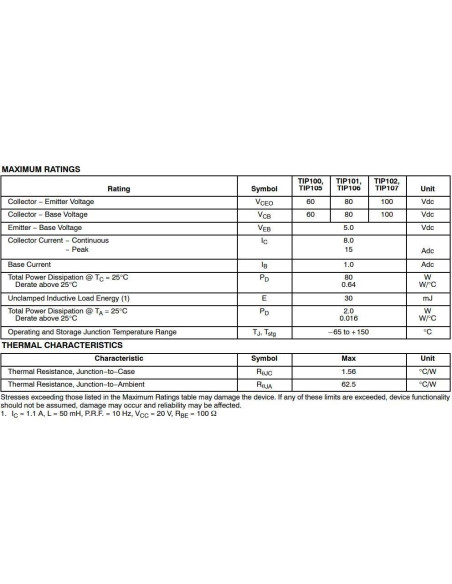Transistor Darlington NPN TIP102 10pcs 100V 8A 3-Pin TO-220