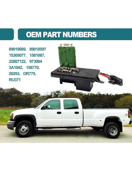 Resistor de Motor de Soplador HVAC KEVWR 89019089 Compatible