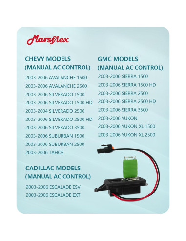 Resistor de Ventilador Marsflex APAC05016 para Chevrolet y GMC