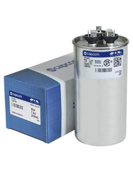 Capacitor Redondo GE Genteq 80 + 7.5 MFD 370V 27L522