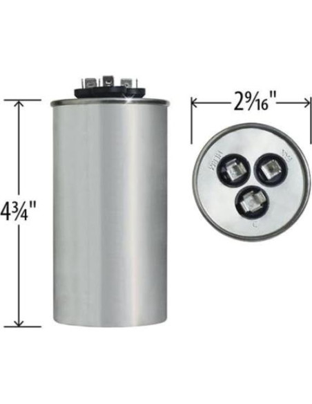 Capacitor Redondo GE Genteq 80 + 7.5 MFD 370V 27L522