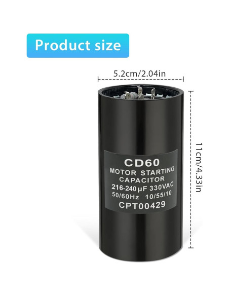 Condensador de arranque Xicbie CPT1881 216-240uF 330VAC