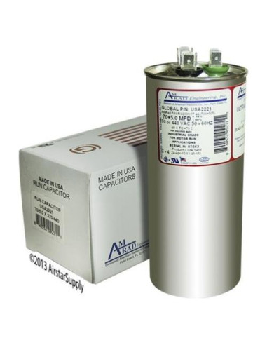 Capacitor Dual 70 + 5 uF AmRad 370/440 VAC Hecho en EE. UU.