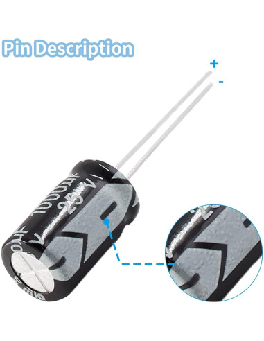 10 Capacitores Electrolíticos 25V 1000uF Cionyce 10x17mm