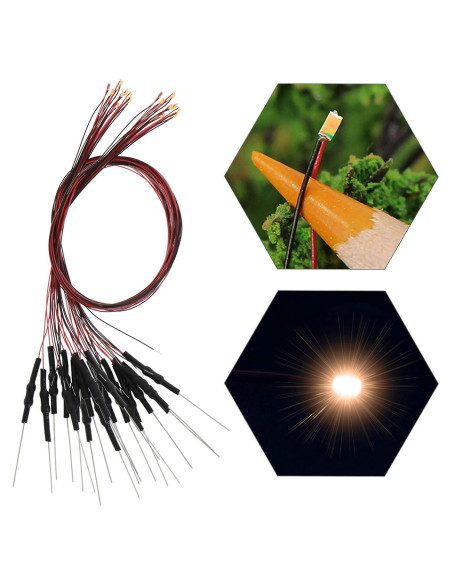 20 LEDs SMD 0603 Preconectados EVEMODEL Luz Blanca Cálida 12V