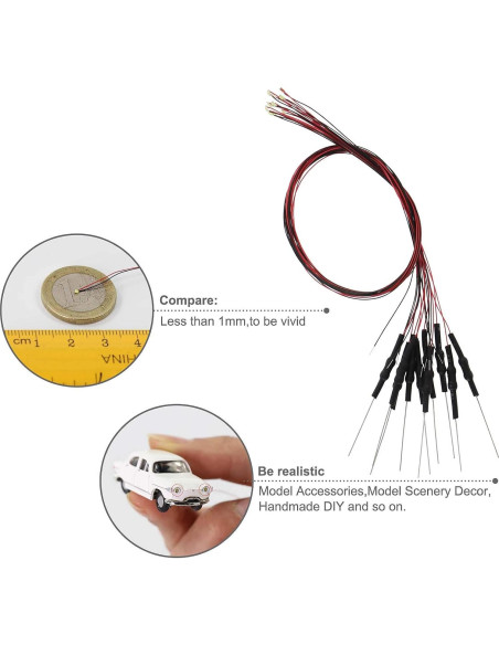 20 LEDs SMD 0603 Preconectados EVEMODEL Luz Blanca Cálida 12V