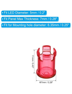 Soporte LED 5mm PATIKIL - 30 Clips Rojo para Panel 2