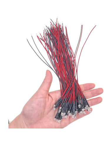 50 Diodos LED Blancos 3mm JZK 12V Pre-Cableados 20cm