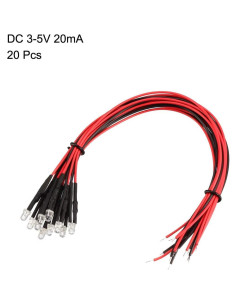 20 LEDs Pre Cableados 3mm uxcell RGB Parpadeo Lento 20cm 2