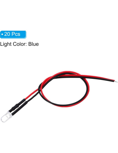 Diodos LED Azul PATIKIL 5mm Pre Cableados 20 Pcs 4.5-6V Diodos LED Azul PATIKIL 5mm Pre Cableados 20 Pcs 4.5-6V