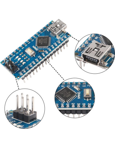 2 Placas Nano DORHEA ATmega328P con Cable USB 5V 16MHz
