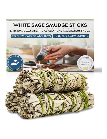 Juego de Palos de Salvia Blanca Imaginación Alternativa - 3 Unidades 10 cm