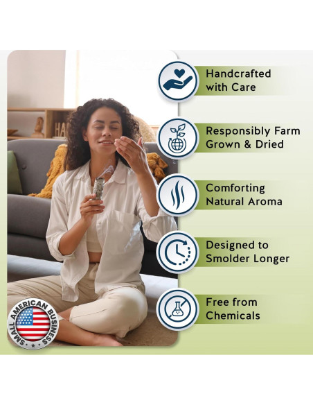 Juego de Palos de Salvia Blanca Imaginación Alternativa - 3 Unidades 10 cm