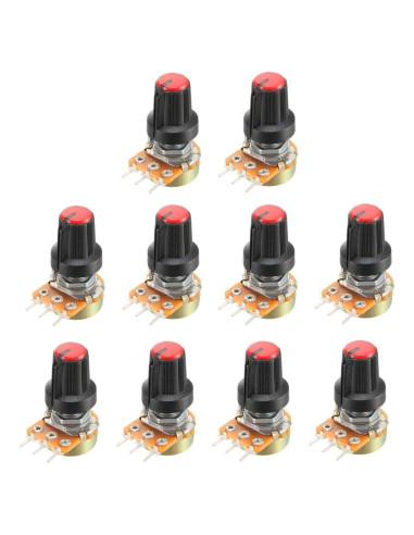 10 Pcs Potenciómetros de Carbono 20K Ohm uxcell WH148