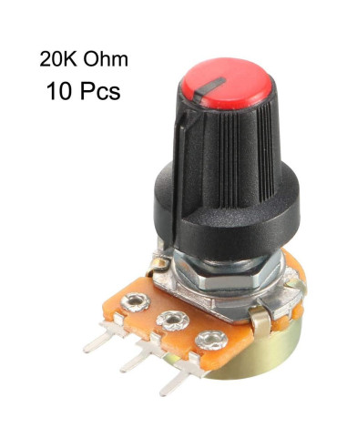 10 Pcs Potenciómetros de Carbono 20K Ohm uxcell WH148