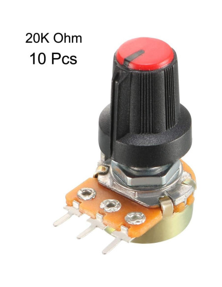 10 Pcs Potenciómetros de Carbono 20K Ohm uxcell WH148