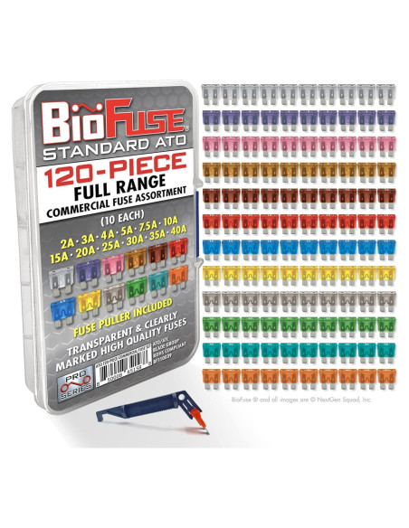120 Fusibles Automotrices Estándar BioFuse 2A a 40A con Extractor