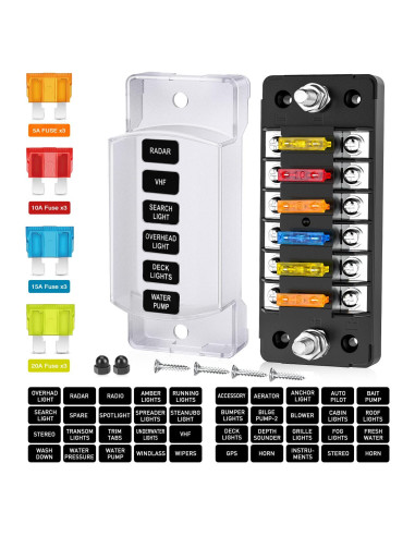 Bloque de Fusibles Nilight 6 Vías 12V ATC/ATO Impermeable