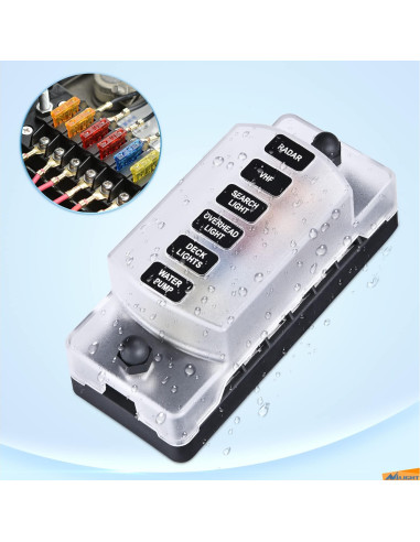 Bloque de Fusibles Nilight 6 Vías 12V ATC/ATO Impermeable