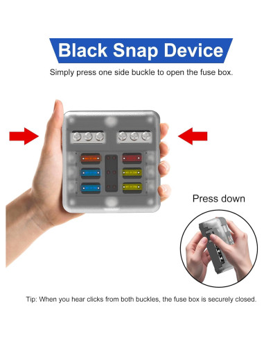 Caja de Fusibles 6 Vías 12V/24V DC ATC/ATO con LED