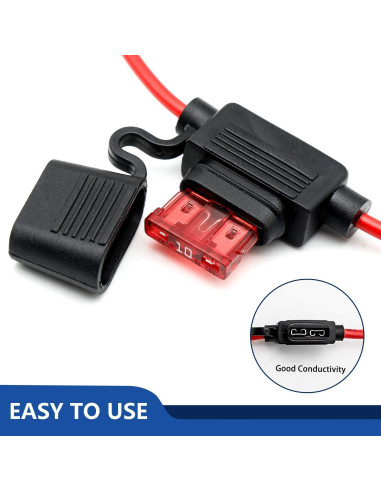 Paquete de 10 Soportes de Fusible Inline 16 AWG Qizpcer 10A