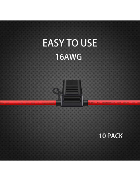Paquete de 10 Soportes de Fusible Inline 16 AWG Qizpcer 10A