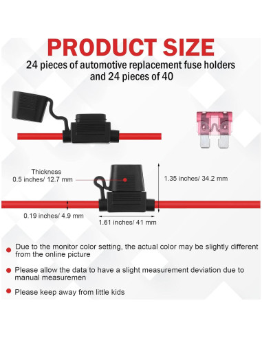 Soporte de Fusibles Impermeable Shimeyao 24 Pcs 10 AWG 40 A