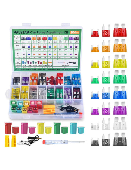 Kit de Fusibles Automotrices PACETAP 304 Piezas con Extractor