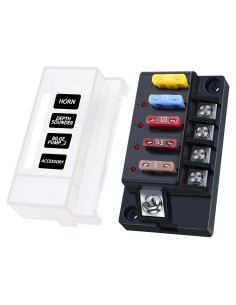Bloque de Fusibles 12V YEZriler 4 Circuitos con LED y Cubierta