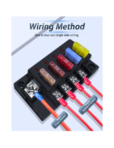 Bloque de Fusibles 12V YEZriler 4 Circuitos con LED y Cubierta 2