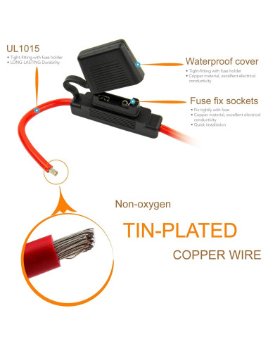 Soporte de Fusible Inline 10 AWG Gaoekoius 40A Impermeable