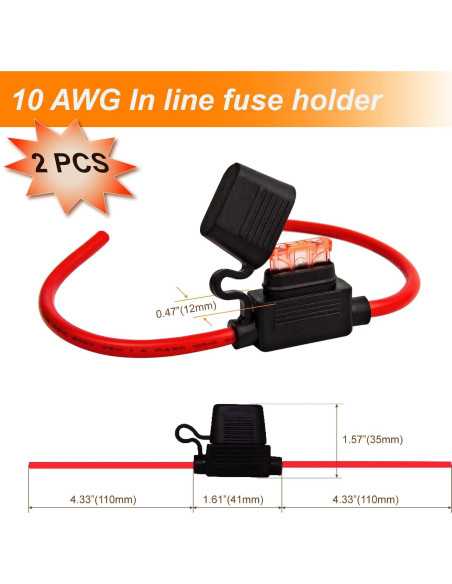Soporte de Fusible Inline 10 AWG Gaoekoius 40A Impermeable Soporte de Fusible Inline 10 AWG Gaoekoius 40A Impermeable