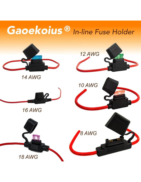 Soporte de Fusible Inline 10 AWG Gaoekoius 40A Impermeable Soporte de Fusible Inline 10 AWG Gaoekoius 40A Impermeable