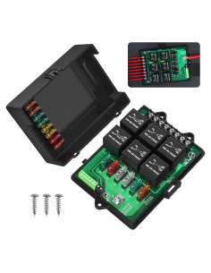 Caja de Fusibles Automotriz Joinfworld 12V Impermeable con 6 Relés