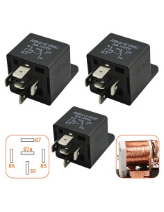 3 Relés Automotrices 12V 40A 5 Pines MQparts - Multiusos