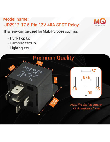 3 Relés Automotrices 12V 40A 5 Pines MQparts - Multiusos