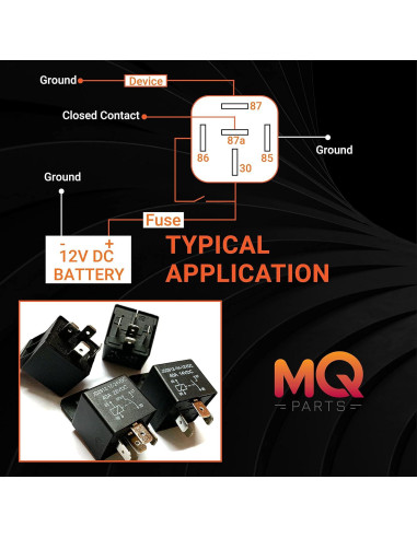 3 Relés Automotrices 12V 40A 5 Pines MQparts - Multiusos