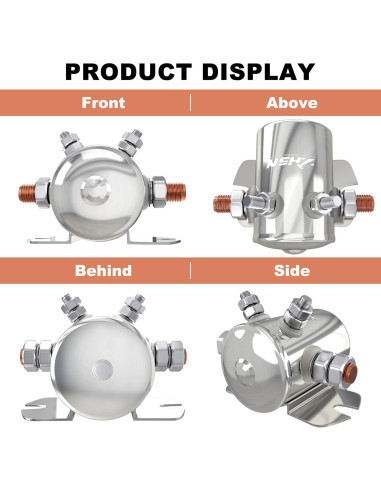 Relé de Solenoide 12V Zhushan 300A Niquelado para Golf y Barcos