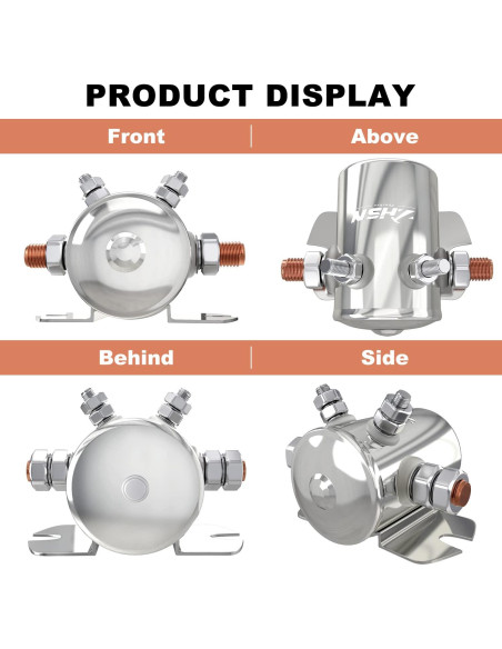 Relé de Solenoide 12V Zhushan 300A Niquelado para Golf y Barcos Relé de Solenoide 12V Zhushan 300A Niquelado para Golf y Barcos