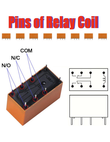 Relé de Potencia DPDT PCB VILHTL 5V 8 Pines (8 Pcs)