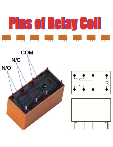 Relé de Potencia DPDT PCB VILHTL 5V 8 Pines (8 Pcs) Relé de Potencia DPDT PCB VILHTL 5V 8 Pines (8 Pcs)