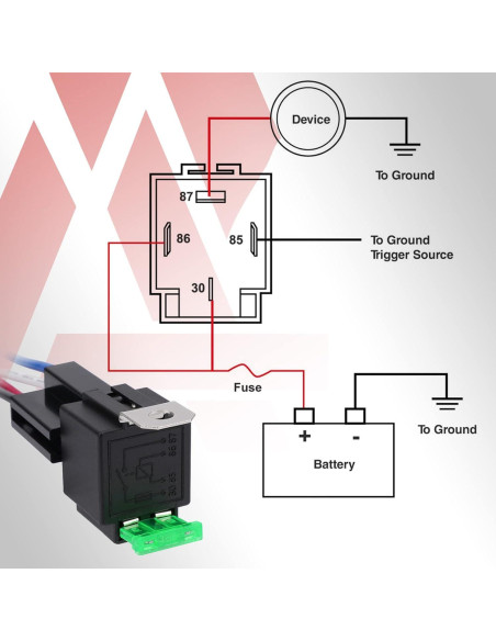 Relé de 4 Pines APIELE 12V 40A con Fusible de 30A para Coche