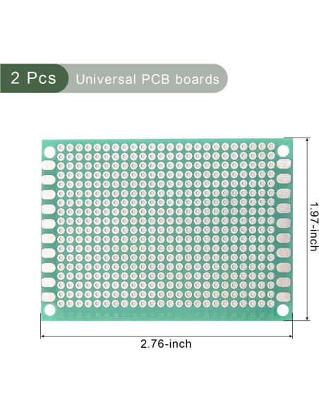 Placas PCB Universales YOKIVE 2 Pcs 50x70mm Verde
