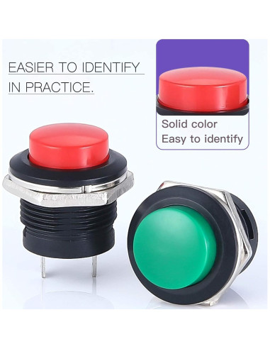 Interruptor Momentáneo 24 Pcs 16mm lkelyonewy 3A 250V CA