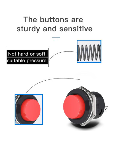 Interruptor Momentáneo 24 Pcs 16mm lkelyonewy 3A 250V CA